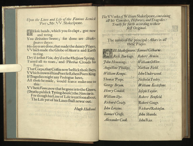 Mr. William Shakespear's comedies, histories, and tragedies : published according to the true original copies . . . : and unto this impression is added seven playes never before printed in folio . .