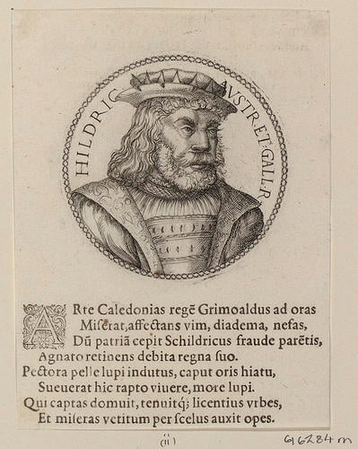 Master: [Medals of Merovingian and Carolingian Kings of France]
Item: HILDRIC AVSTR ET GALL R