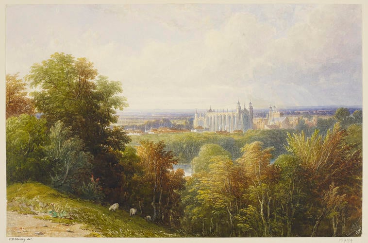 Eton College from the North Terrace of Windsor Castle