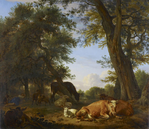 Cattle and Sheep Resting under Trees: a Shepherdess Asleep Cattle and Sheep Resting under Trees: a Shepherdess Asleep