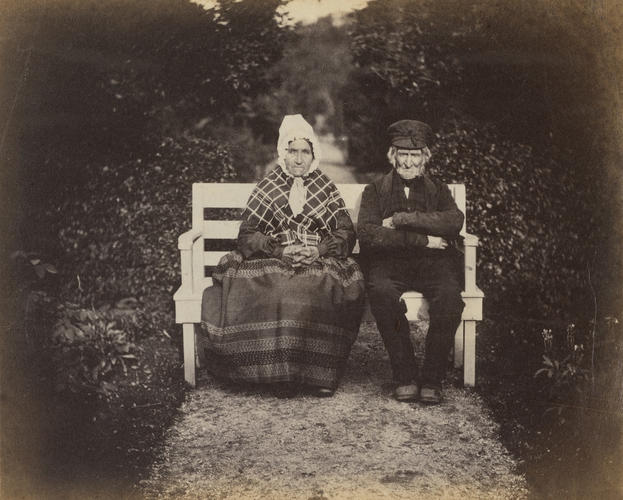 'The old Gardener Simpson at Corbie Ha (Abergeldie) and his wife'