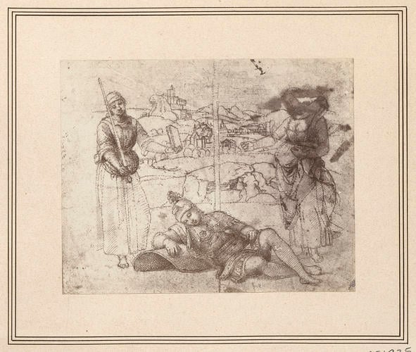 Cartoon for 'An Allegory' ('Vision of a Knight')