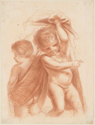 Two standing putti