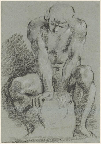 A seated male nude