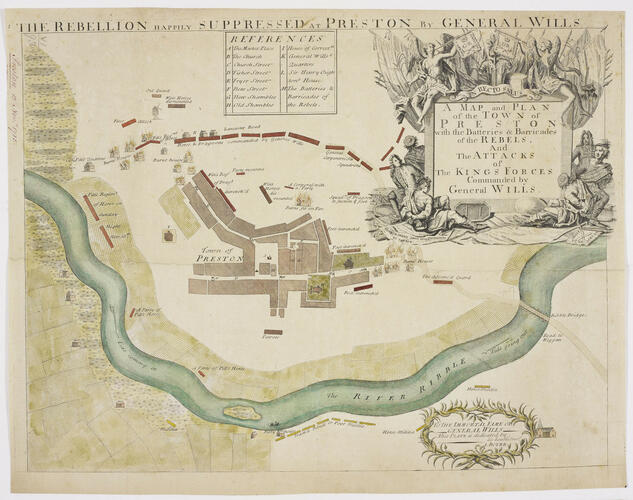 Map of the Battle of Preston, 1715 (Preston, Lancashire, England, UK) 53°46'00