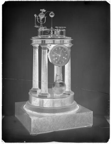 Glass plate negative of a clock Glass plate negative of a clock