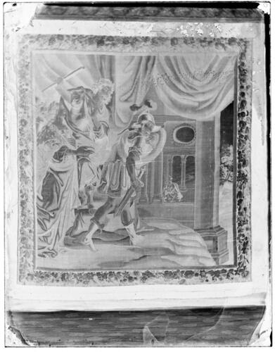 Glass plate negative of a tapestry Glass plate negative of a tapestry