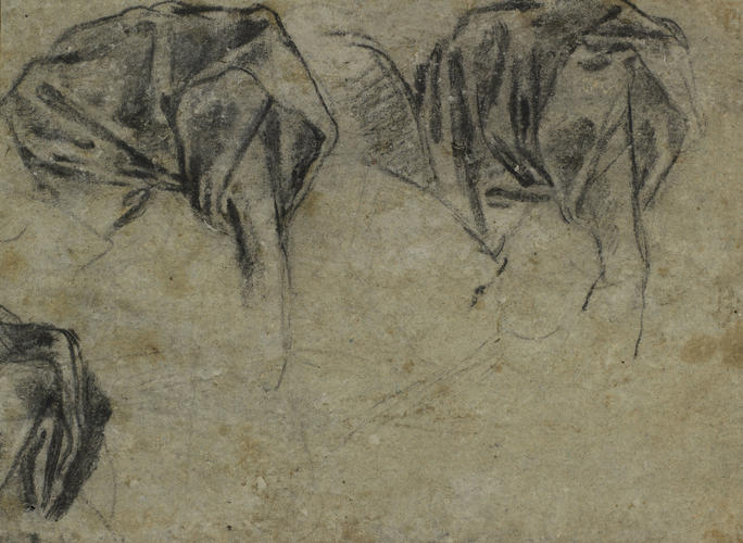 The head of a monk, inclined downwards The head of a monk, inclined downwards