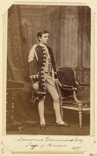 Lawrence Drummond Esq. , Page of Honour. 1877. [Royal Household Portraits. Volume 55. ]