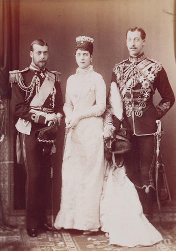 Alexandra, Princess of Wales with her sons, Prince Albert Victor and Prince George, 27th July 1889