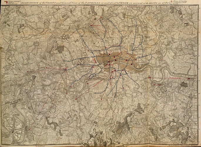 Master: Maps of encampments in England and Great Britain, 1778-82
Item: Map of London, 1780 (Greater London, England, UK) 51?30'30 Master: Maps of encampments in England and Great Britain, 1778-82
Item: Map of London, 1780 (Greater London, England, UK) 51?30'30