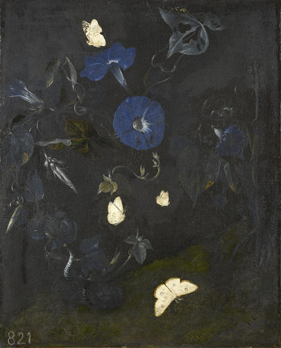 Flowers with Butterflies and a Snake