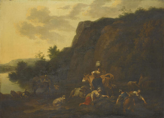 Landscape with Women Gathering Reeds and a Milkmaid