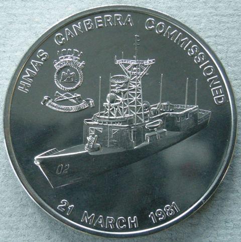 Australia. Medal commemorating the commissioning of H. M. A. S. 'Canberra', 21st March 1981 Australia. Medal commemorating the commissioning of H. M. A. S. 'Canberra', 21st March 1981