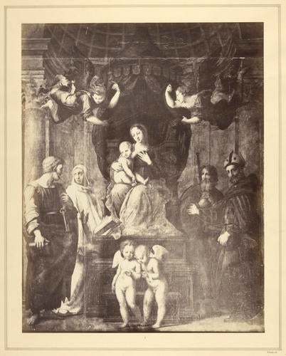 The Virgin and Child Enthroned with Angels and Saints [`The Madonna del Baldacchino?]