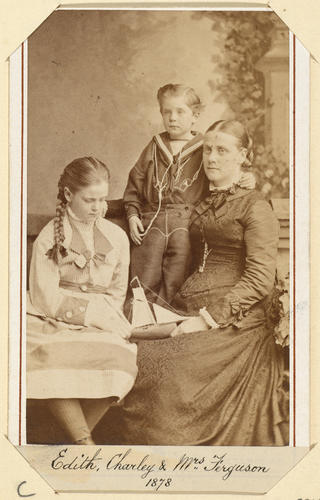 Edith, Charley and Mrs Ferguson. 1878. [Royal Household Portraits. Volume 55. ]