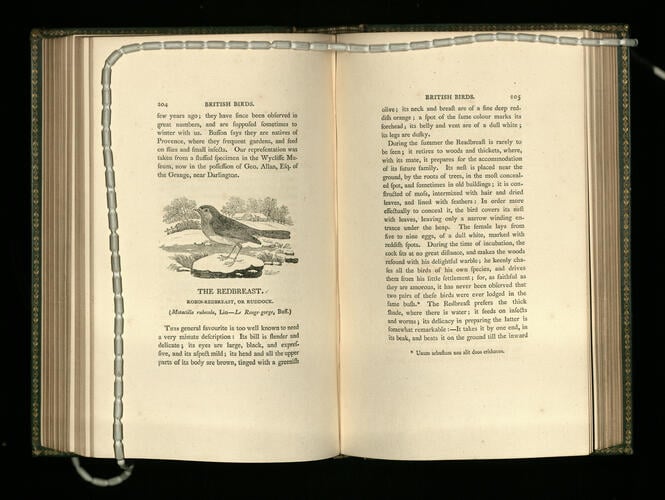 History of British birds ; v. 1 containing the history and description of land birds / the figures engraven on wood by T Bewick