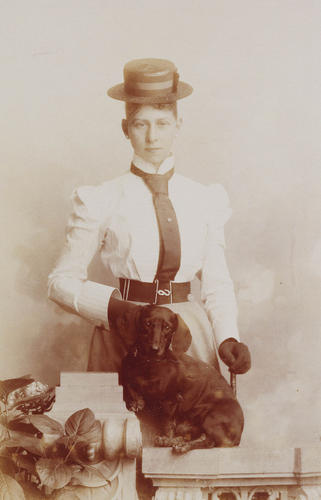 Princess Victoria of Prussia with her dachshund
