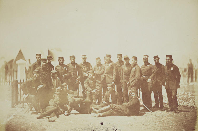 Group in camp [taken from contents list]. [Crimean War photographs by Robertson]