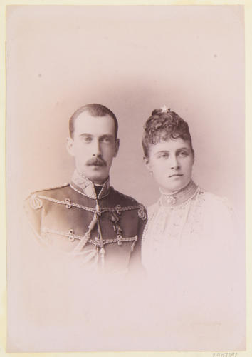 The Grand Duke Paul of Russia and his wife, the Grand Duchess Alexandra Georgiewna, eldest daughter of the King of Greece, 1889. [Album: Photographic Portraits vol. 6/64 1888-1893]