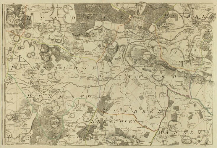 A TOPOGRAPHICAL MAP OF THE COUNTY OF KENT IN TWENTY FIVE SHEETS ON A SCALE OF TWO INCHES TO A MILE, FROM AN ACTUAL SURVEY. .