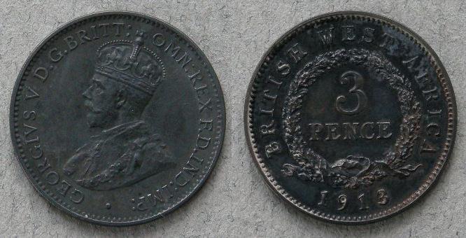 British West Africa. Proof threepence, 1913 British West Africa. Proof threepence, 1913