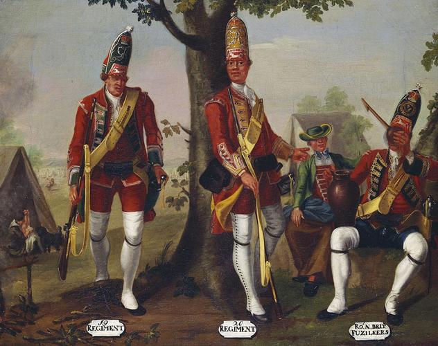 Grenadiers, 19th and 20th Regiments of Foot, and 21st Royal North British Fusiliers, 1751