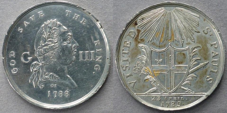 Great Britain. Medal commemoratig the Recovery of King George III from illness, 1789 Great Britain. Medal commemoratig the Recovery of King George III from illness, 1789