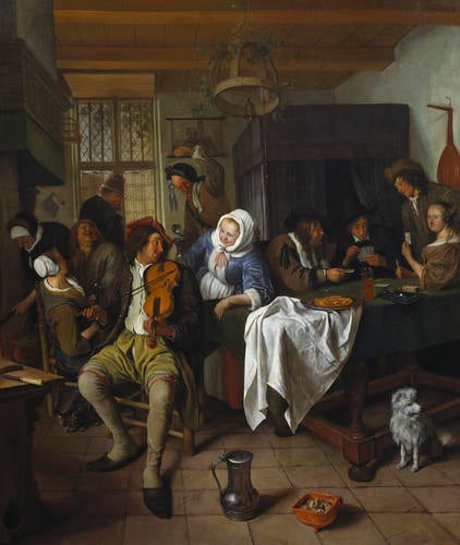 Interior of a Tavern, with Cardplayers and a Violin Player