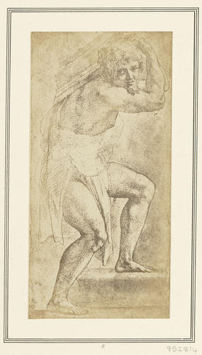 Study of a man carrying a bench