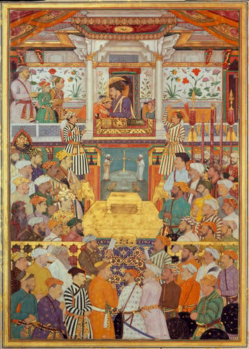 Master: Padshahnamah ?????????? (The Book of Emperors) ??
Item: Shah-Jahan receives his three eldest sons and Asaf Khan during his accession ceremonies (8 March 1628)