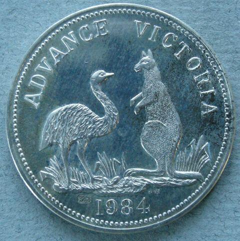Australia. Medal of the Armstrong Shoe Mart commemorating 150th Anniversary of the European settlement of the state of Victoria, 1834
