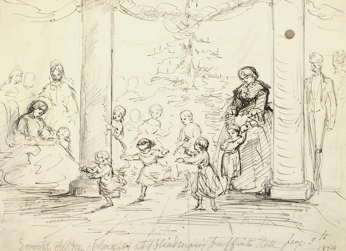 Servants' children playing at blindman's-buff in the hall Servants' children playing at blindman's-buff in the hall