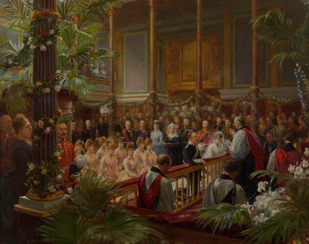The Marriage of Princess Louise of Wales with the Duke of Fife at Buckingham Palace, 27th July 1889