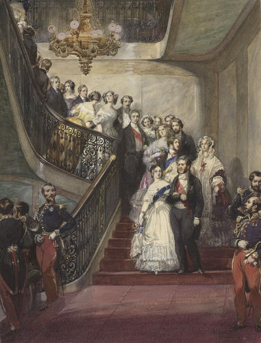 Royal visit to Louis-Philippe: the staircase of the Chateau d'Eu