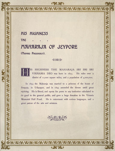 Vikram Deo IV, Maharaja of Jeypore (1875-1920)