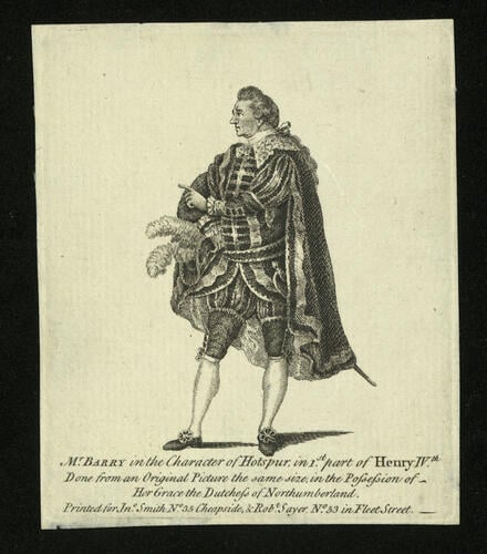Mr Barry in the Character of Hotspur, in 1st part of Henry IVth
