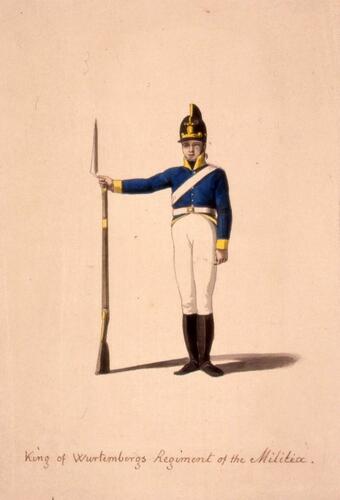 Württemberg Army. 'King of Wurtembergs Regiment of the Militia. ' About 1810
