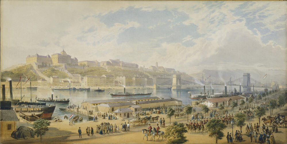 Buda and Pesth, looking east along the Danube