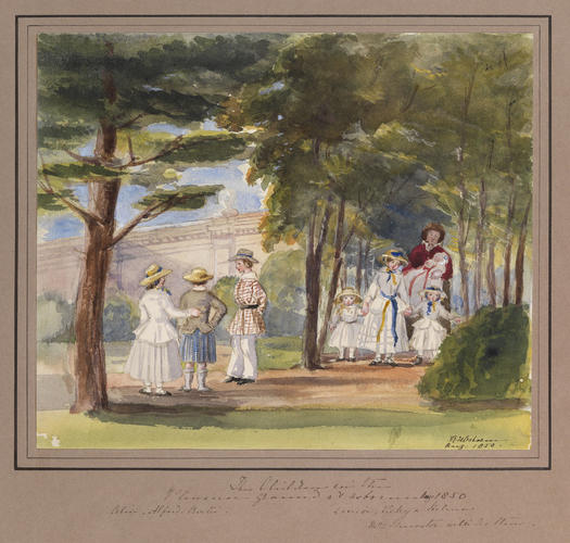 Master: Queen Victoria's Sketchbook 1848-1854
Item: The Children in the Pleasure Garden at Osborne