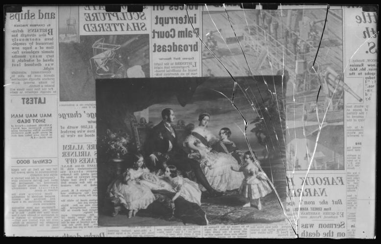 Glass plate negative of a reproduction of the painting of Queen Victoria and her Family by Winterhalter Glass plate negative of a reproduction of the painting of Queen Victoria and her Family by Winterhalter