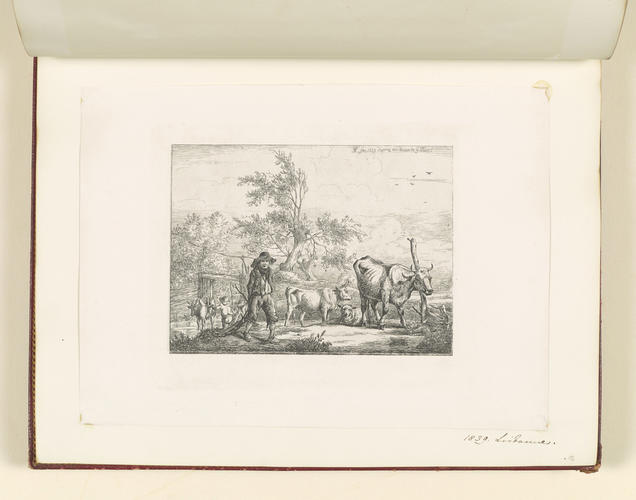 Master: Collection of Etchings done by Ferdinand King of Portugal, 1840.
Item: Peasants with cows by a stream