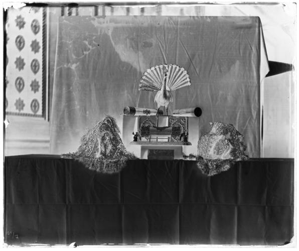 'Plate 2' - Glass plate negative of a display of gifts to Queen Victoria