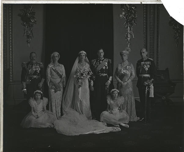 The Duke and Duchess of Kent with their parents on their wedding day, 29 November 1934 [Alexander Bassano Collection]