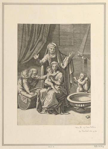 The Virgin and Child with Saints Anne and Elizabeth, and an angel ['The Virgin and the Cradle'']
