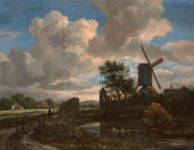 Evening Landscape: a Windmill by a Stream
