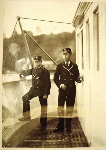 Prince Albert Victor and Prince George of Wales on board HMS Britannia