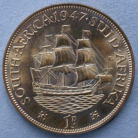 Union of South Africa. 	George VI proof penny 1947