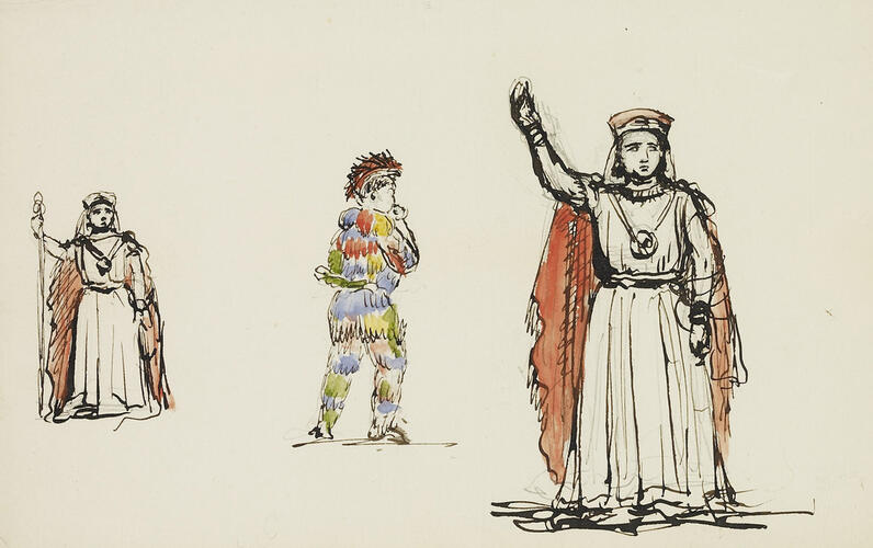 Master: THE QUEEN SOUVENIRS DE L'OPERA VOL. 3.
Item: Three Figures in Theatrical Costume Master: THE QUEEN SOUVENIRS DE L'OPERA VOL. 3.
Item: Three Figures in Theatrical Costume