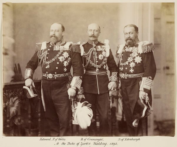 King Edward VII when Edward Prince of Wales, Prince Arthur, Duke of Connaught and Prince Alfred, Duke of Edinburgh, The Duke of York's Wedding